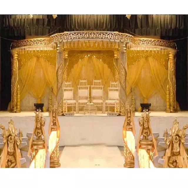 Stylish Spiral Crystal Wedding Mandap Decor Golden Spiral Crystal Wedding Mandap Decor Traditional Spiral Crystal Round Wedding