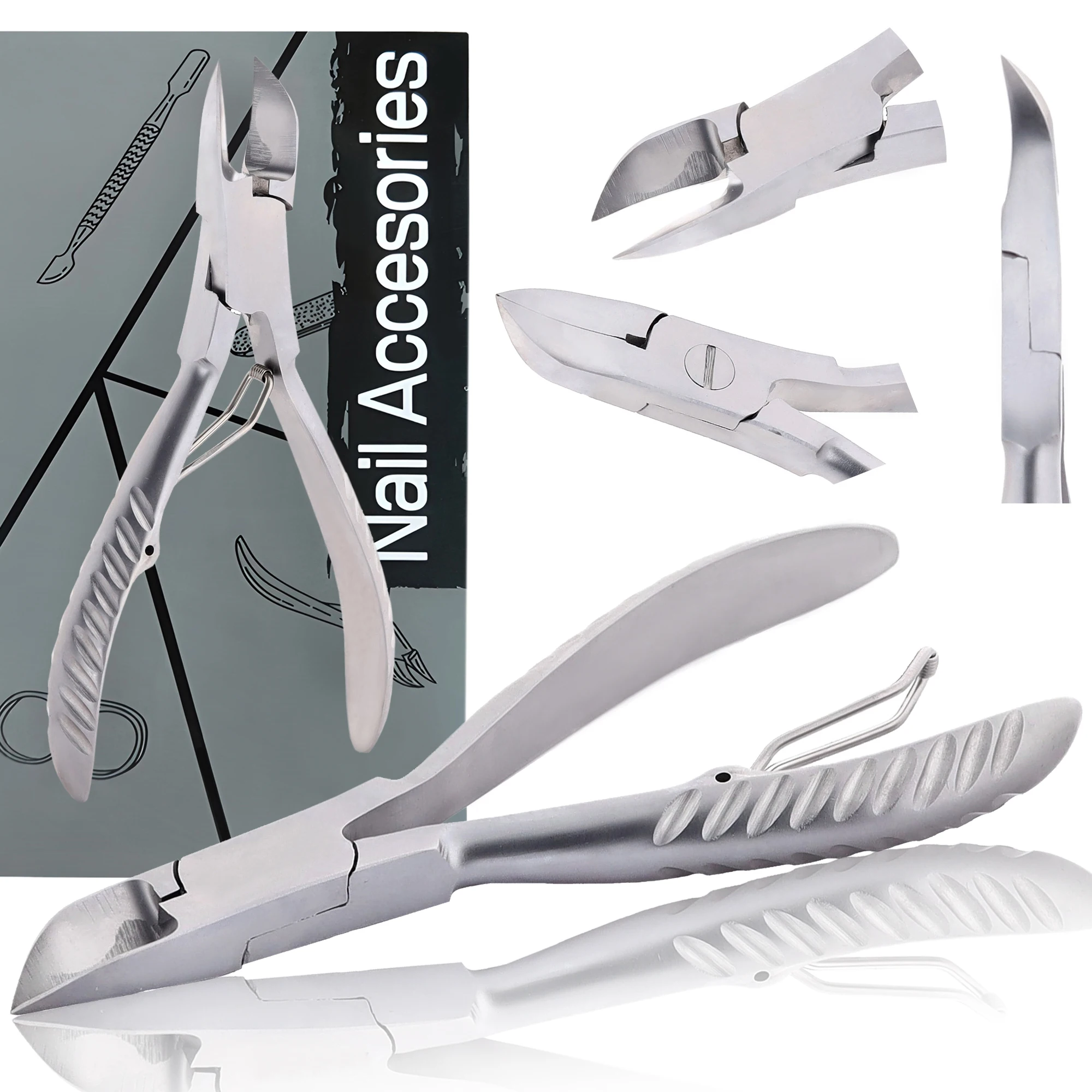 Shiny Blue Color Nail Clipper Straight and Curve Stainless Steel Nail Cutter Eco-Friendly Ergonomic Handle Cuticle Trimmer