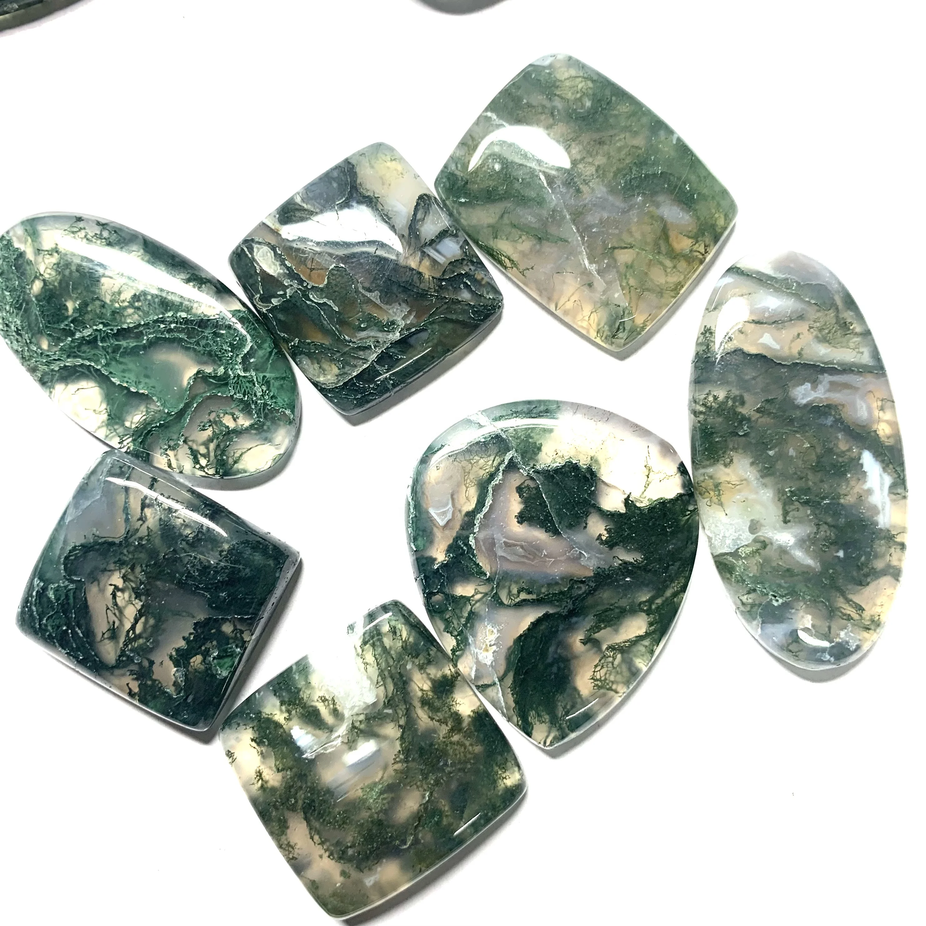 Amezing Tree Stone Loose Gemstone Moss Agate Cabochon Natural Gemstones Agate Moss Agate
