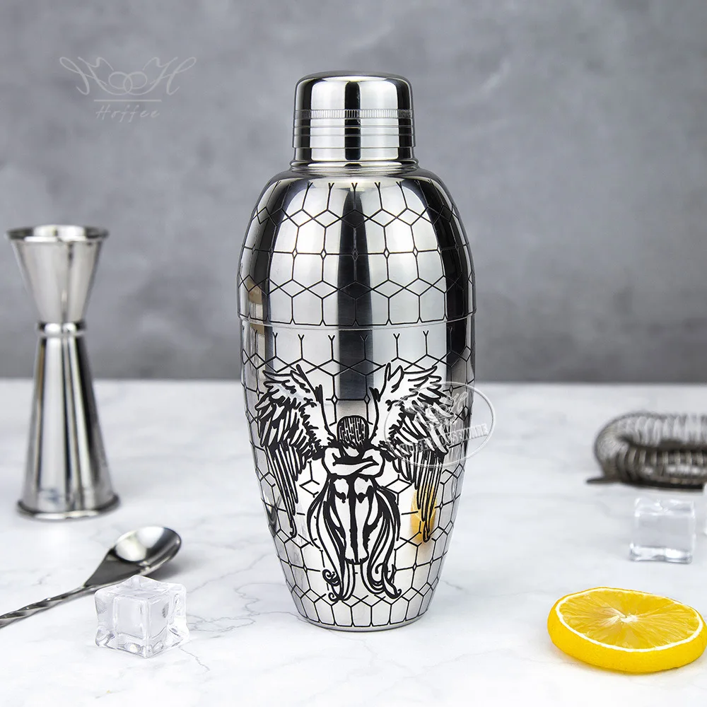 Серафим травление 550 мл 18 Унций Шейкер для коктейлей из нержавеющей стали 304 бар аксессуары американский миксер шейкер напитков