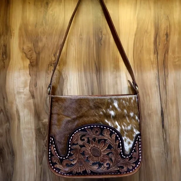 Real Cowhide Fur Leather Bag Great Collection Of Ladies Hobo Purse New arrival Hand Tooled Carving Handbag