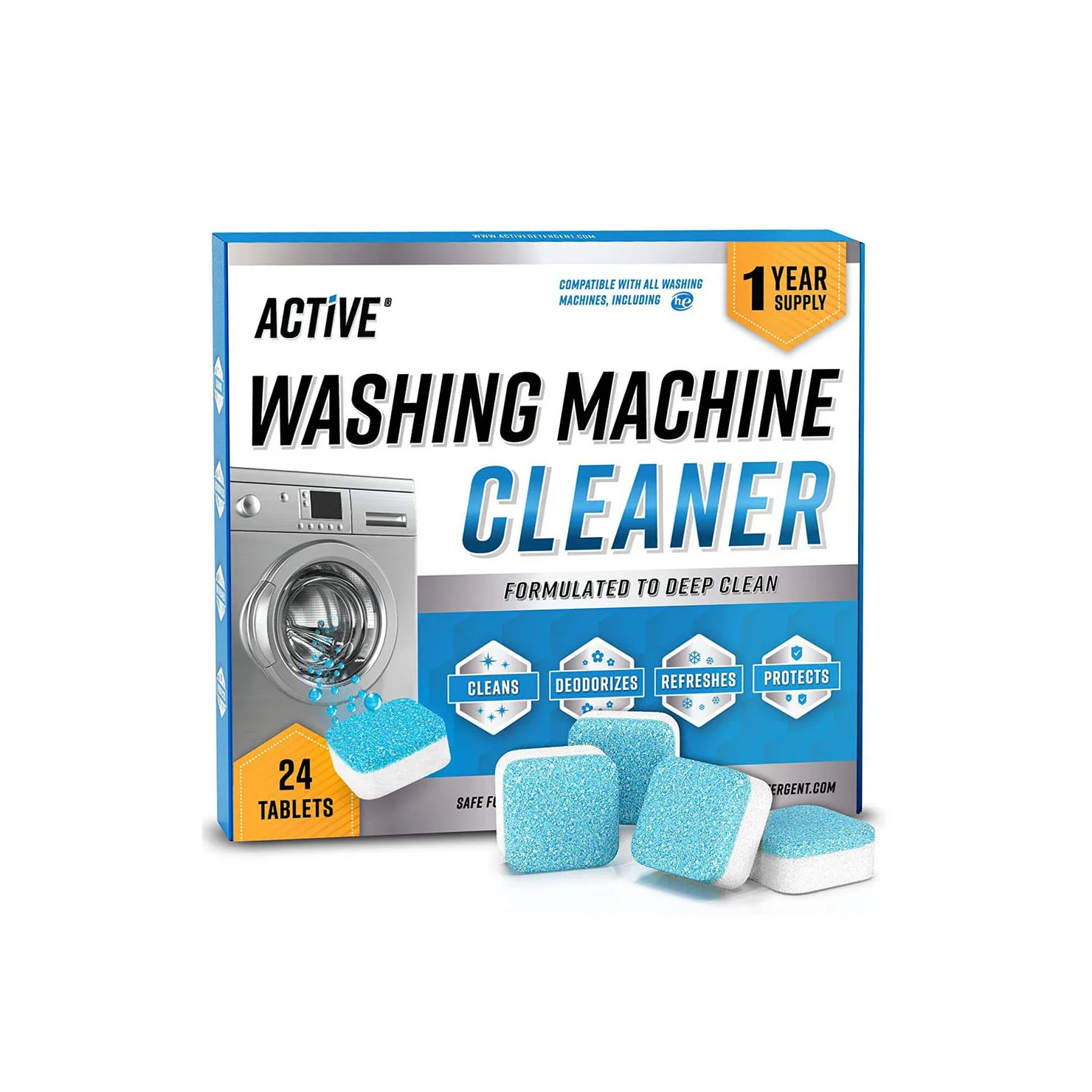 ACTIVE Washing Machine Cleaner And Septic Tank Treatment Pods Bundle - Includes 12 Month Supply Washing Machine Descaler