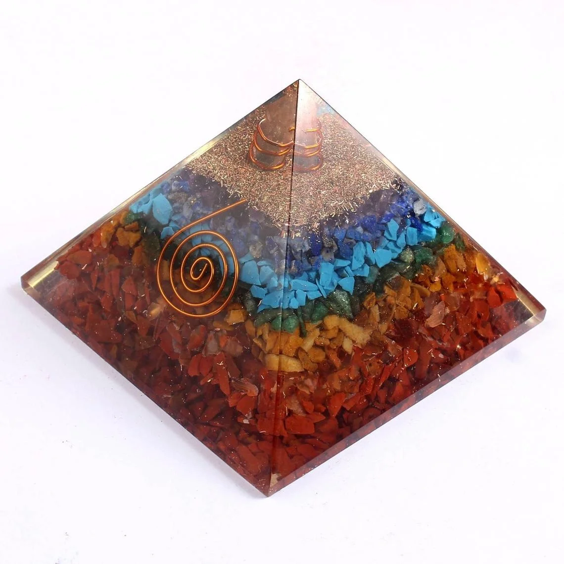 Hot selling 7 Chakra Crystals Orgone Pyramid Reiki Healing Orgonite Pyramid Energy Healing Crystals Spiritual Buy Online Store