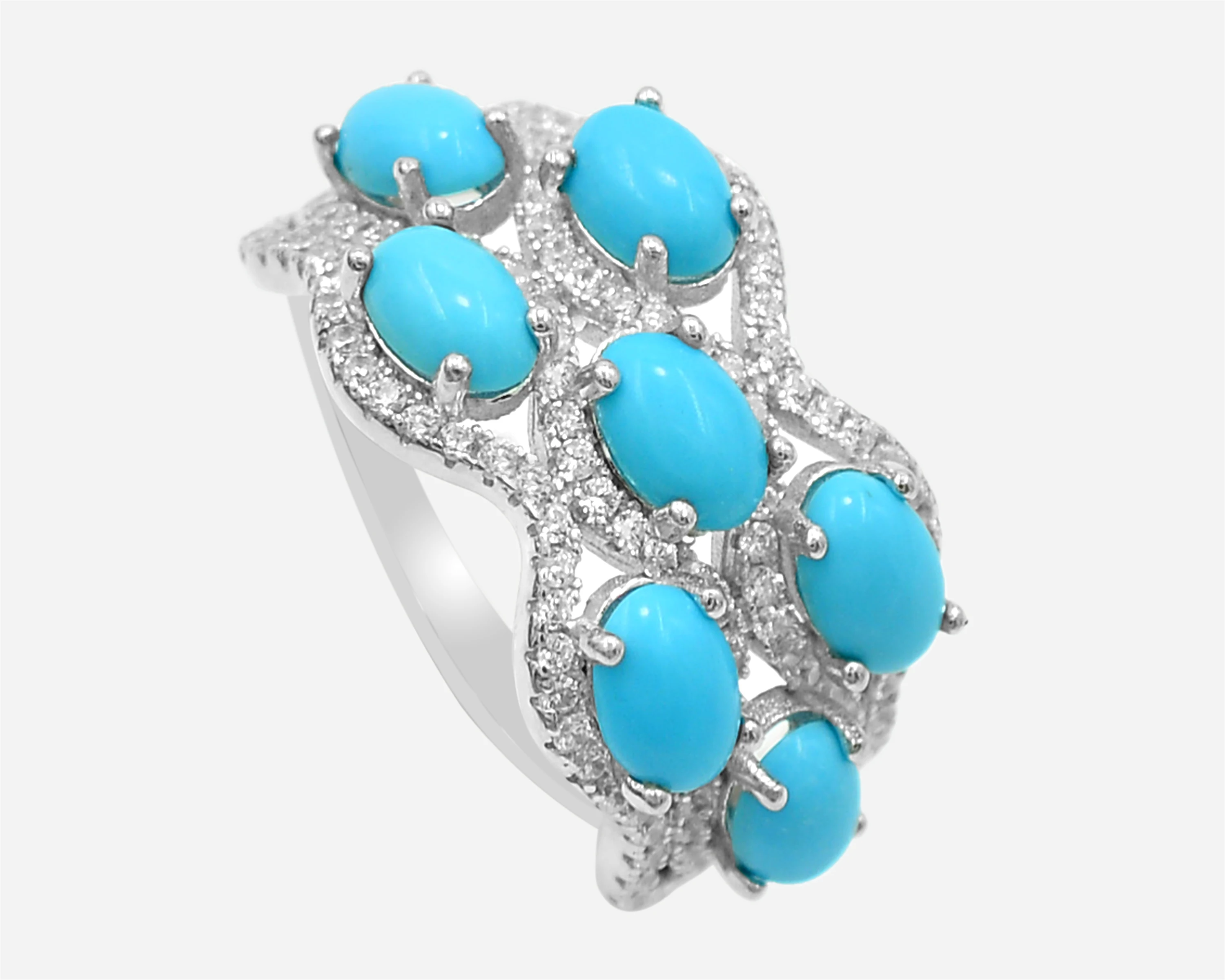 Top Trending 6x4 MM Oval Cut Natural Sleeping Beauty Turquoise Gemstone 925 Solid Silver Women Ring Wedding Jewelry Supplier
