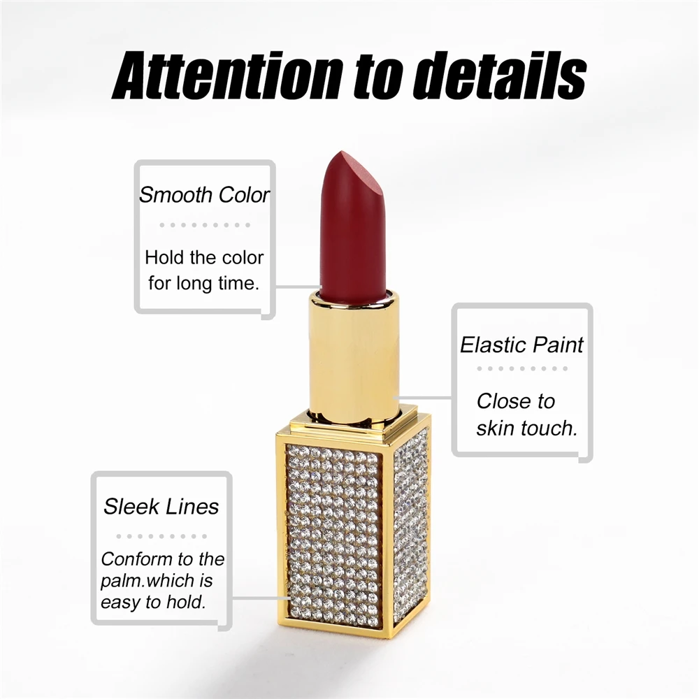 Luxurious Lipstick With Shine Diamond Pack Lipstick For Women Beauty Cosmetics Waterproof Moisturizing Matte Lipstick