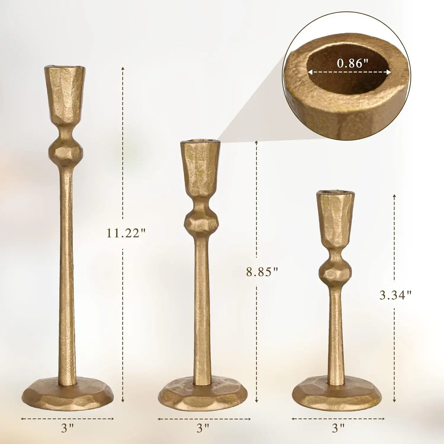 Gold Candlestick Candle Holders - Decorative Candle Holders for Candlesticks Taper Candles Set of 2 for Dinning Table Fireplace