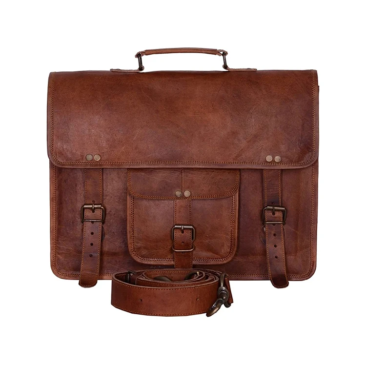 Direct Factory Executive Leather Briefcase Premium Leather Water Resistant Durable Expandable Unisex Leather Briefcases For Sale