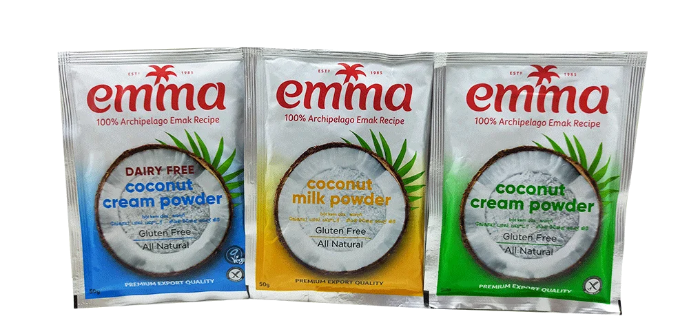 Supplier Wholesales Malaysia Different Fat Content Natural Sweet Coconut Cream Powder Vacuum Pack 50g Weight Yellow Packing