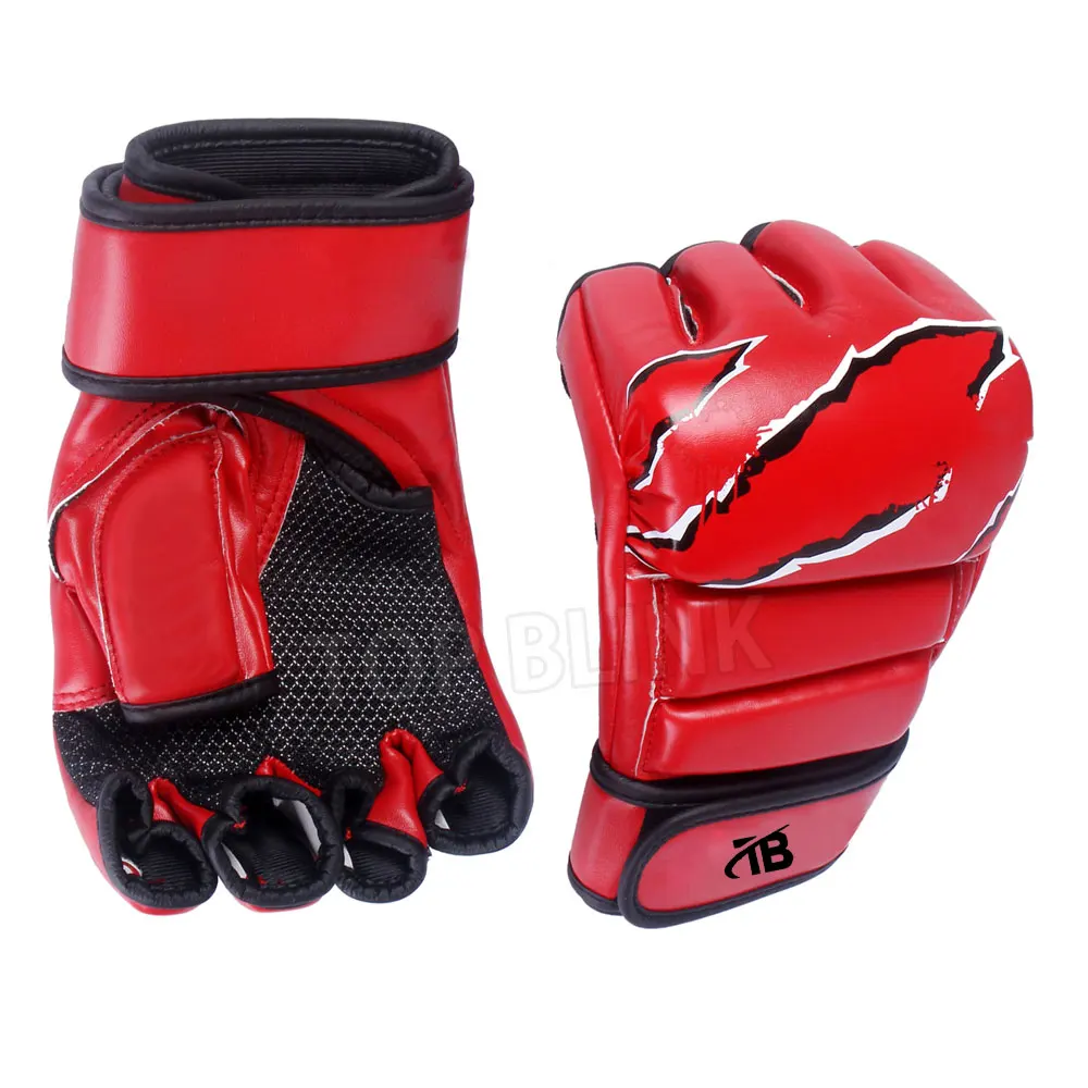 Wholesale Muay Thai MMA Half Finger Gloves Boxing Gloves Real Cowhide Leather MMA Gloves Youth