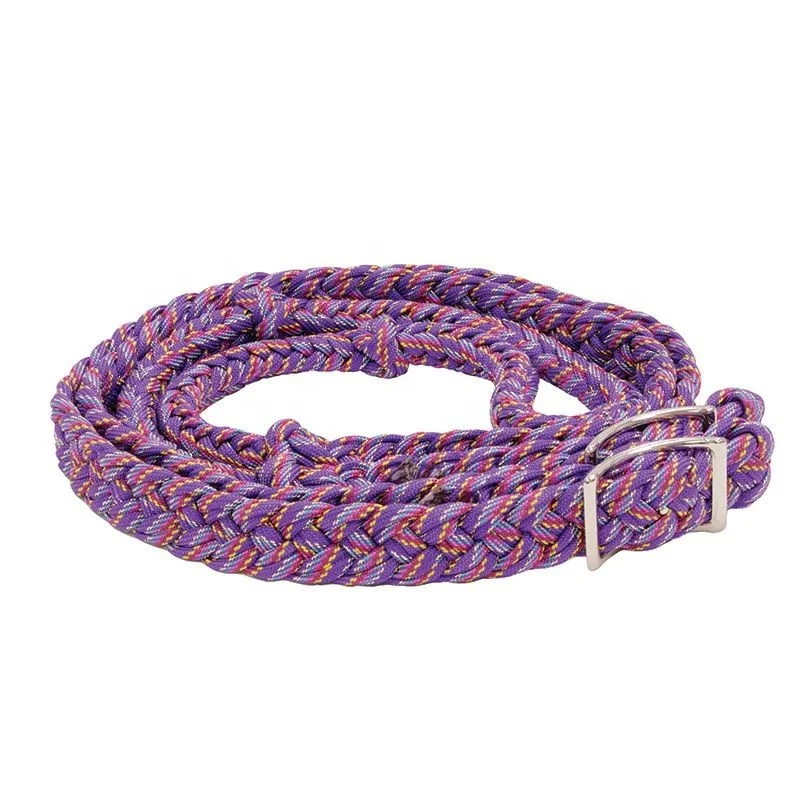 WHOLESALE EQUESTRIAN HORSE NYLON ROPE REINS DUAL TONE BEIGE BLACK COLOR COB-FULL-X-FULL CUSTOM FITTINGS & COLOR