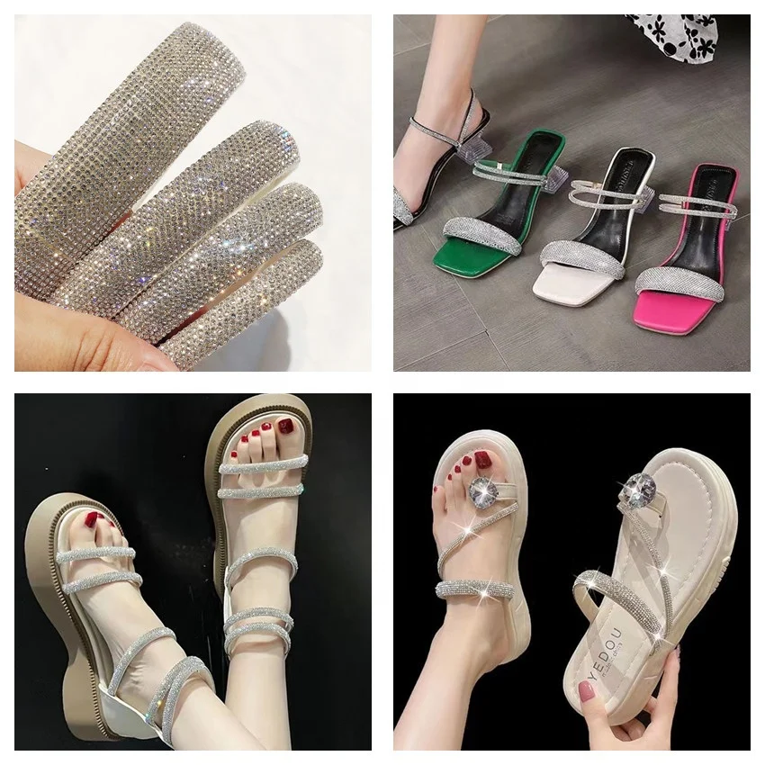 Manufactory Wholesale Rhinestone Strip Shoes Decorative Crystal Tube Drill Rhinestone Ribbon Shoe Accessories