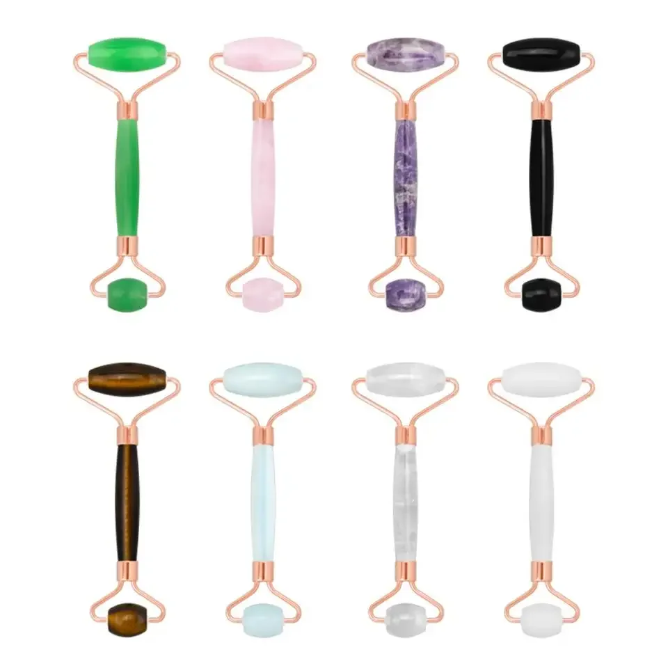 Wholesale color Custom Logo 100% natural jade face ice roller face neck lifting massager