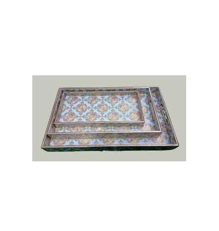 Wood Flowers Printed Tray Customized Size Handmade Product MDF Printed Tray for Home Restaurant Food Breakfast Tray Good Price