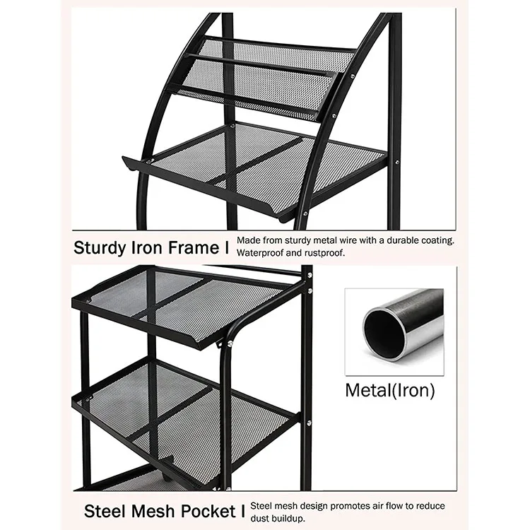 JH-Mech Poster Sign Display Stand Portable Rolling Literature Magazines Rack with 3 Pockets Large Metal Floor Sign Holder Stand