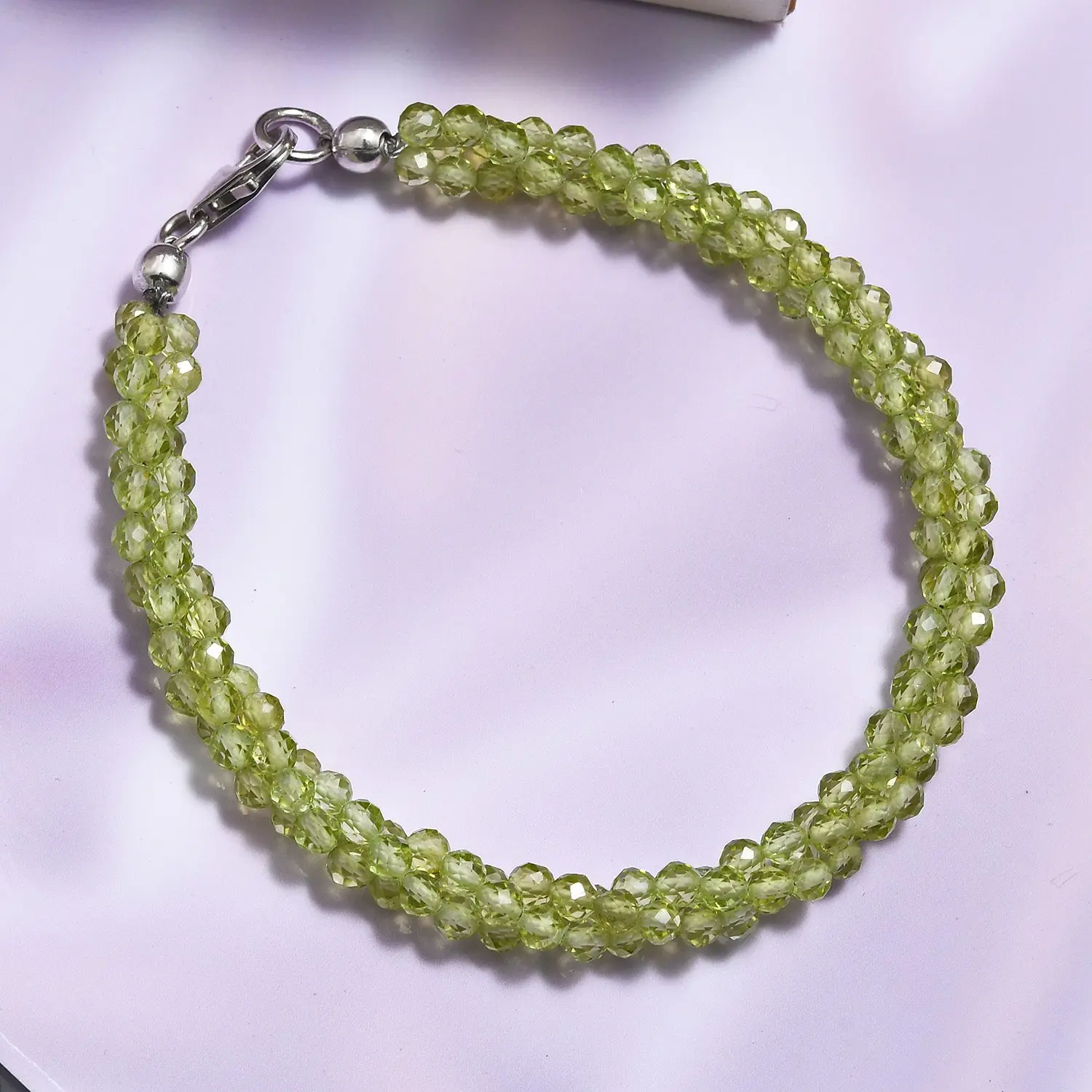 Ankur Treasure Chest Peridot Twisted Beaded Bracelet in Sterling Silver Gemstone Bead Bulk Quantity Wholesale Beads for Sale