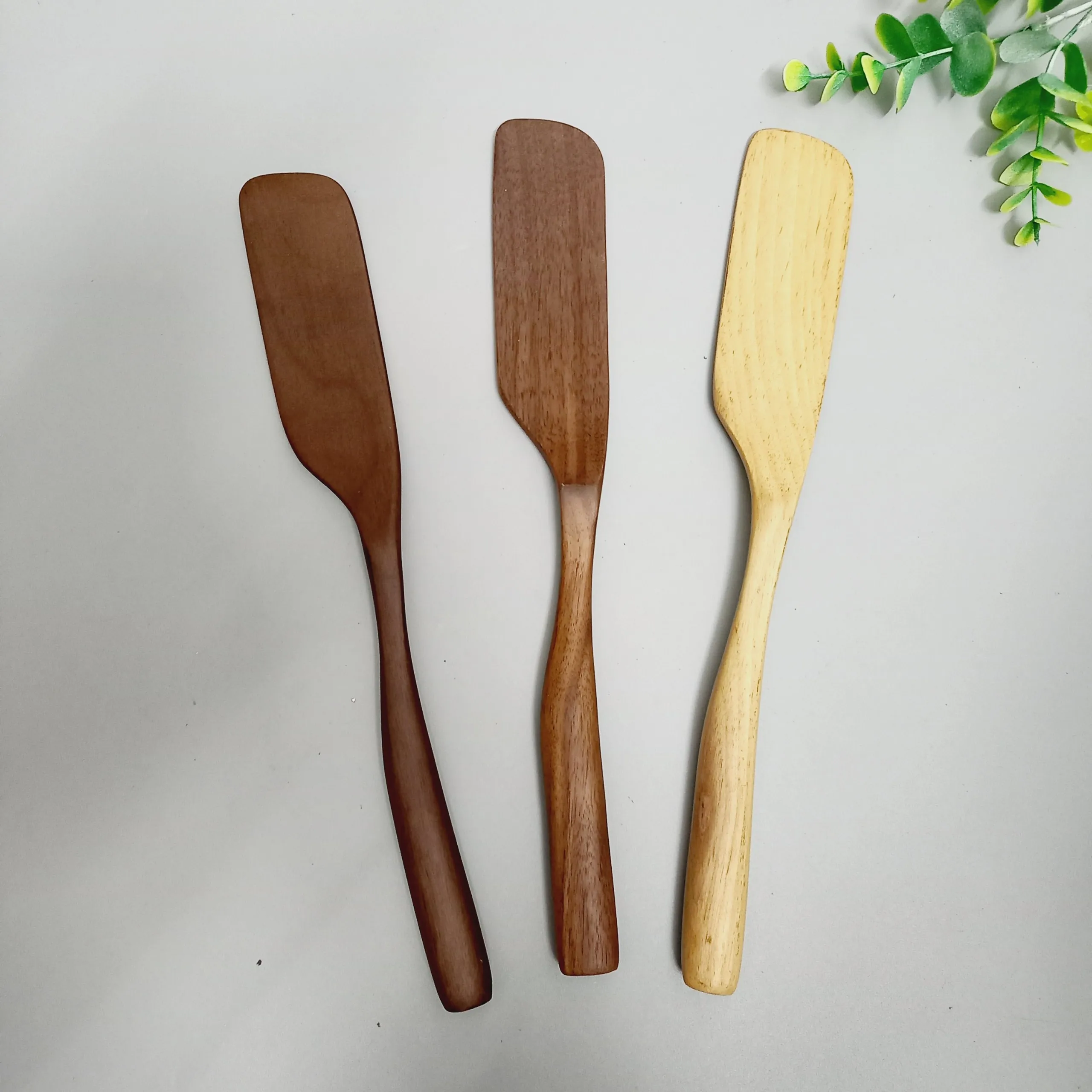 Kitchen Utensils Eco-Friendly Wooden Sandwich Condiment Knives Spatulas Peanut Jelly Cream Cheese Jam Spreaders Knife Walnut
