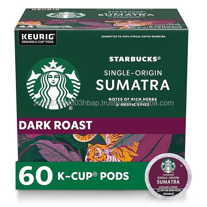 Starbucks K-Cup Coffee Pods, Dark Roast Coffee, Sumatra for Keurig Brewers, 100% Arabica