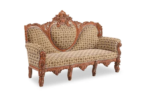 OEM Custom Made Solid Wood Czar Carved Sofa Set with natural Polished Wooden Made For Sale By Exporters