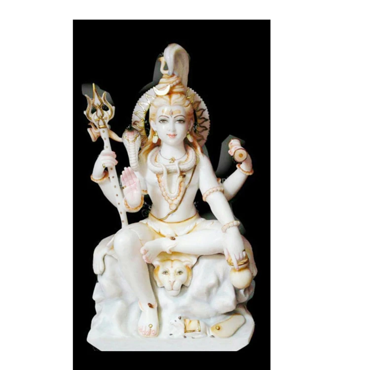 White Marble Shiva Lord Painted Exclusive Murti Indian Exporter Statue Worship Hindu Culture Handmade High Quality