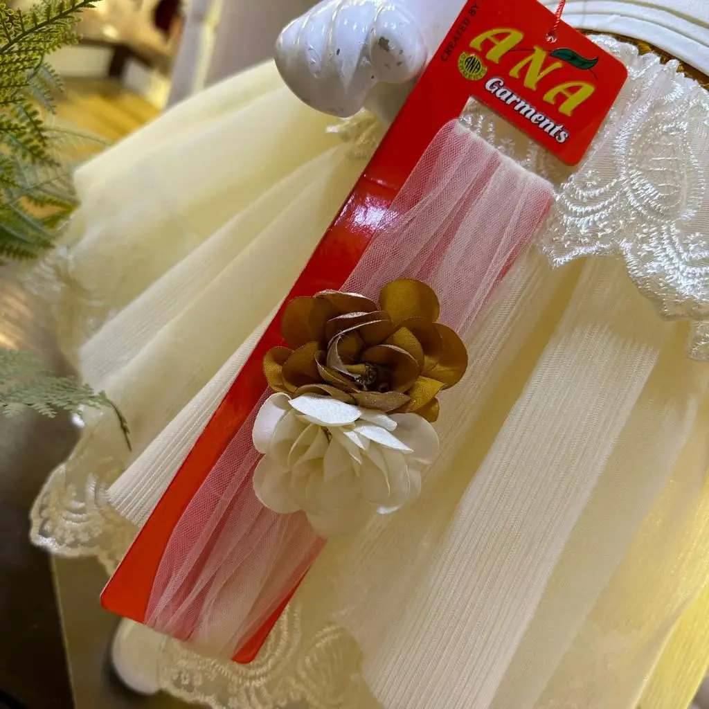 New collection cotton party design dress with hairband new fancy design kids dress for party wear