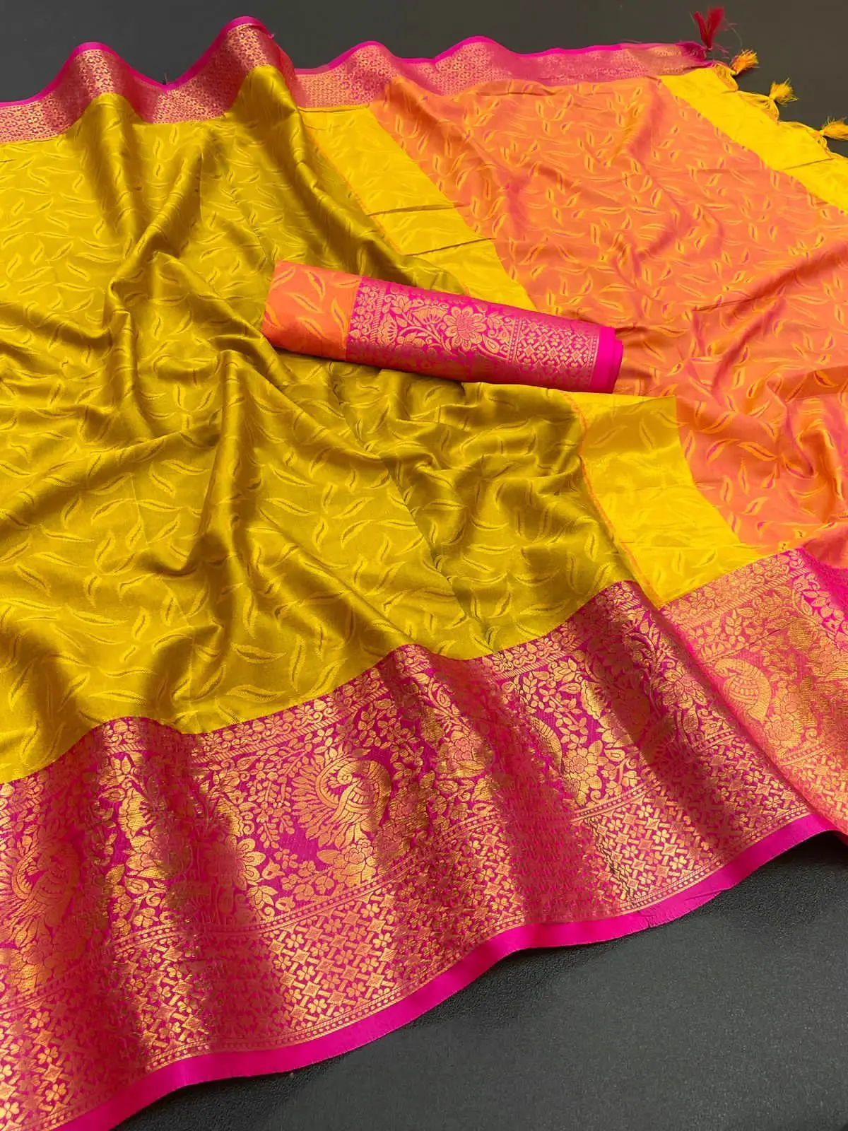 Pure cotton silk saree with running blouse and weaving work on border