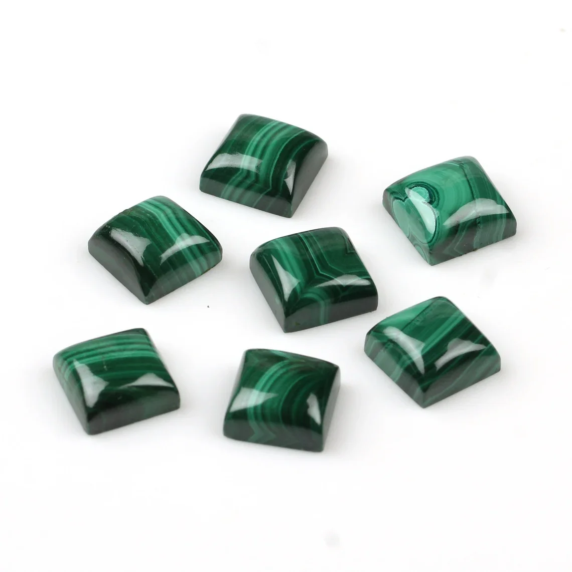 6x6 MM Square Shape Princess Cut Malachite Calibrated Size Stone Loose Gemstone Cabochon 6*6 mm