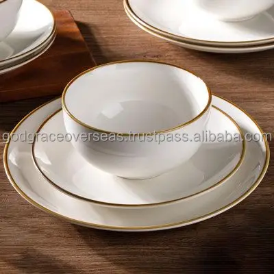 Dinnerware Round White Porcelain Ceramic Dinner Plates Sets Dinnerware for Restaurant Safe Ceramic Dinner Plate