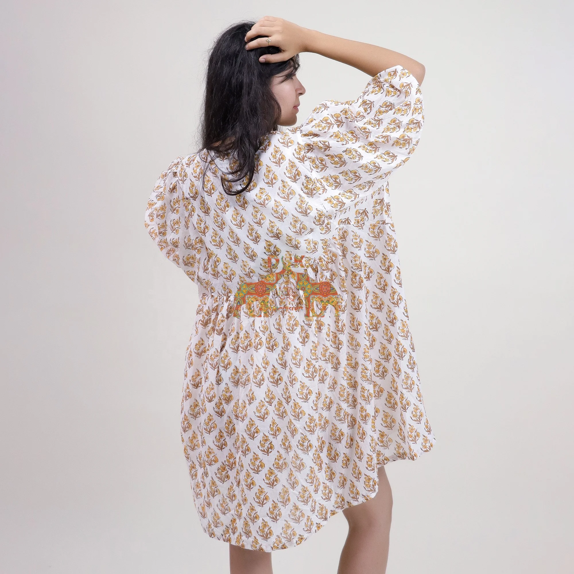 Оптовая продажа; Сезон лето; Хит продаж сексуальное миди платье для женщин с цветочным узором ручной работы из хлопка принтом свободное пляжное