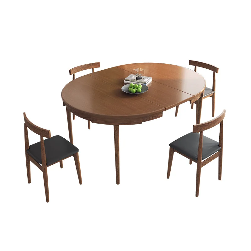 Modern Dining Room Set Solid Teak Wood With Round Table and 4 Chair Furniture