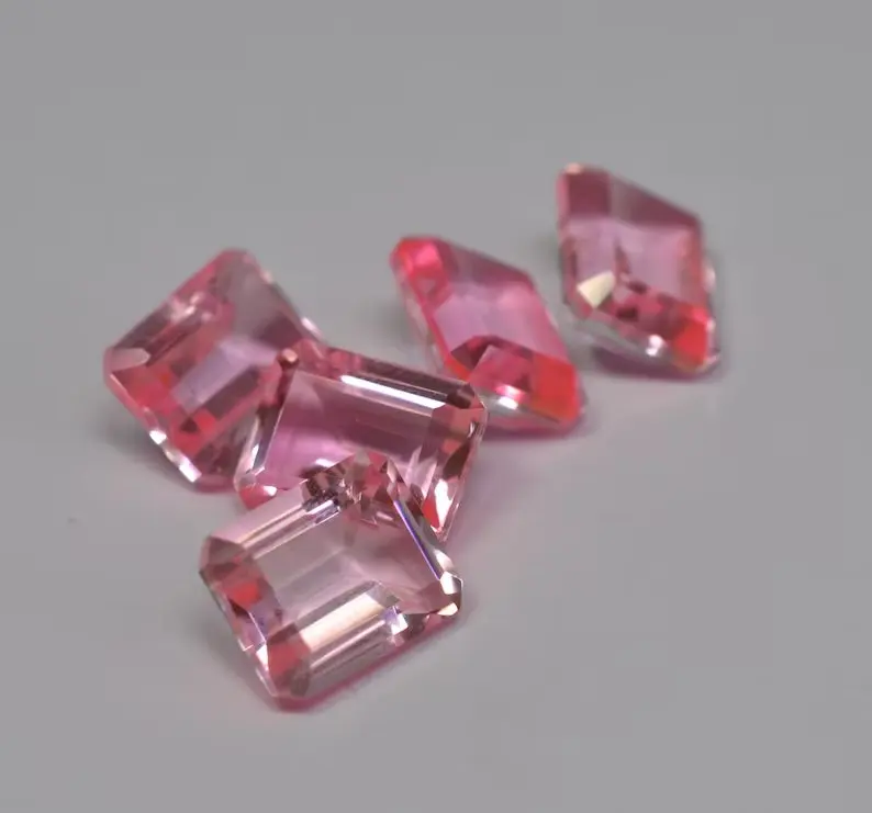 Natural Crystal Pink Quartz Faceted Rectangle Gemstone Hydro Lot for Ring Size Cut Craft Making Wholesale Supply