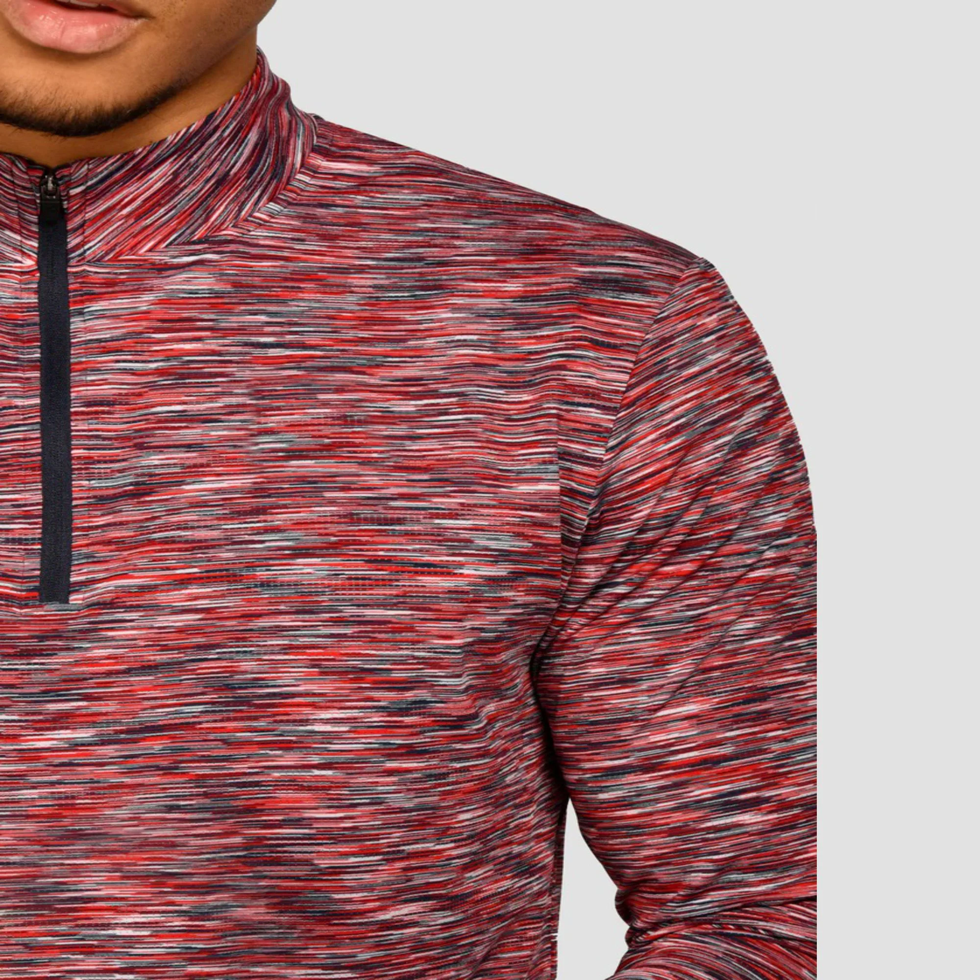 Reflective Logo Lightweight Breathable Cardinal Red 88% Polyester 12% Elastane Slim Fit Mens Trail 1/4 Zip Long Sleeves Shirt