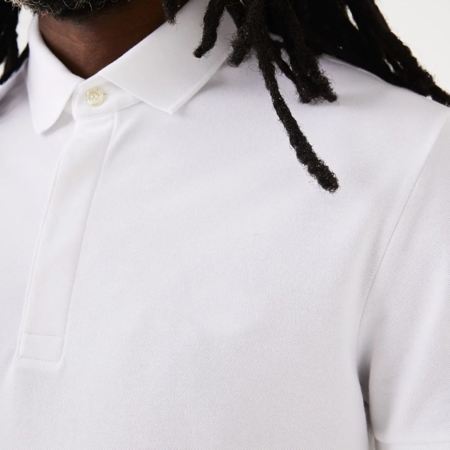 Custom Embroidered Logo Regular Fit 100% White Stretch Cotton Pique Polo Shirt with Concealed Button Placket and Rib