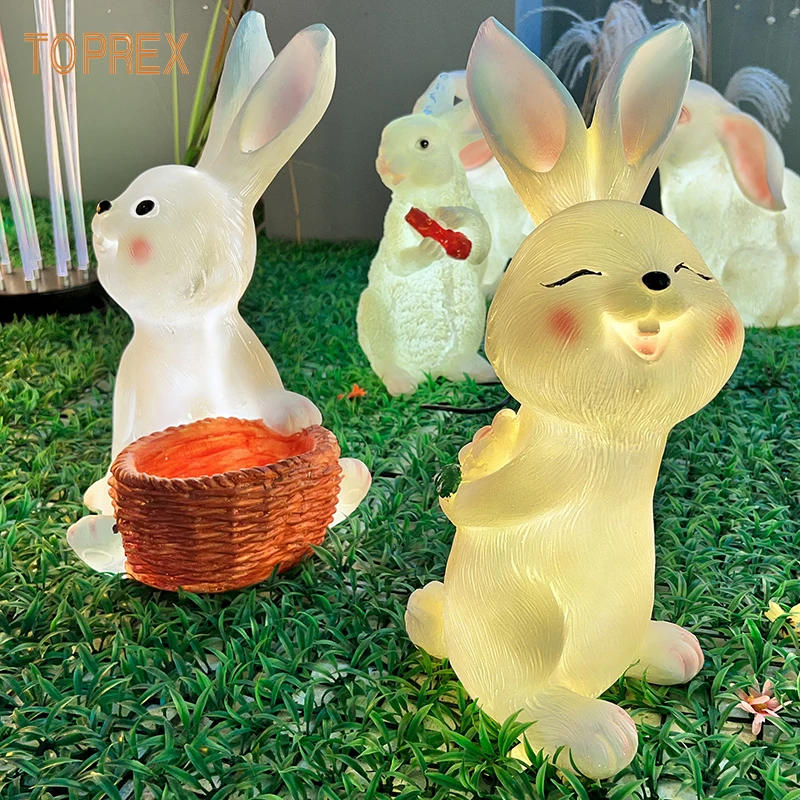 Gardening Garden Creative Ornaments Resin Animal Decor Resin Fiberglass Rabbit Sculpture Chinese New Year Rabbit Decoration
