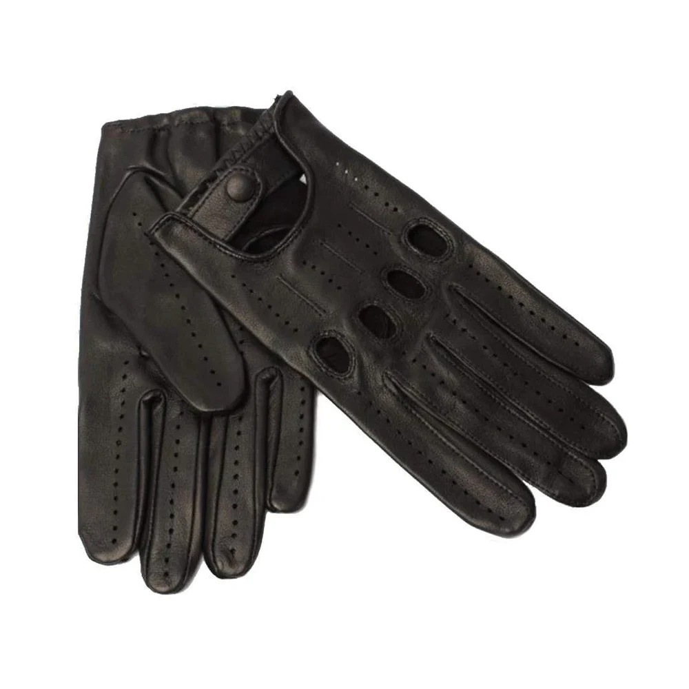 Fashion Men Genuine Sheepskin Leather Gloves Autumn Winter Warm Cashmere Full Finger Leather Gloves