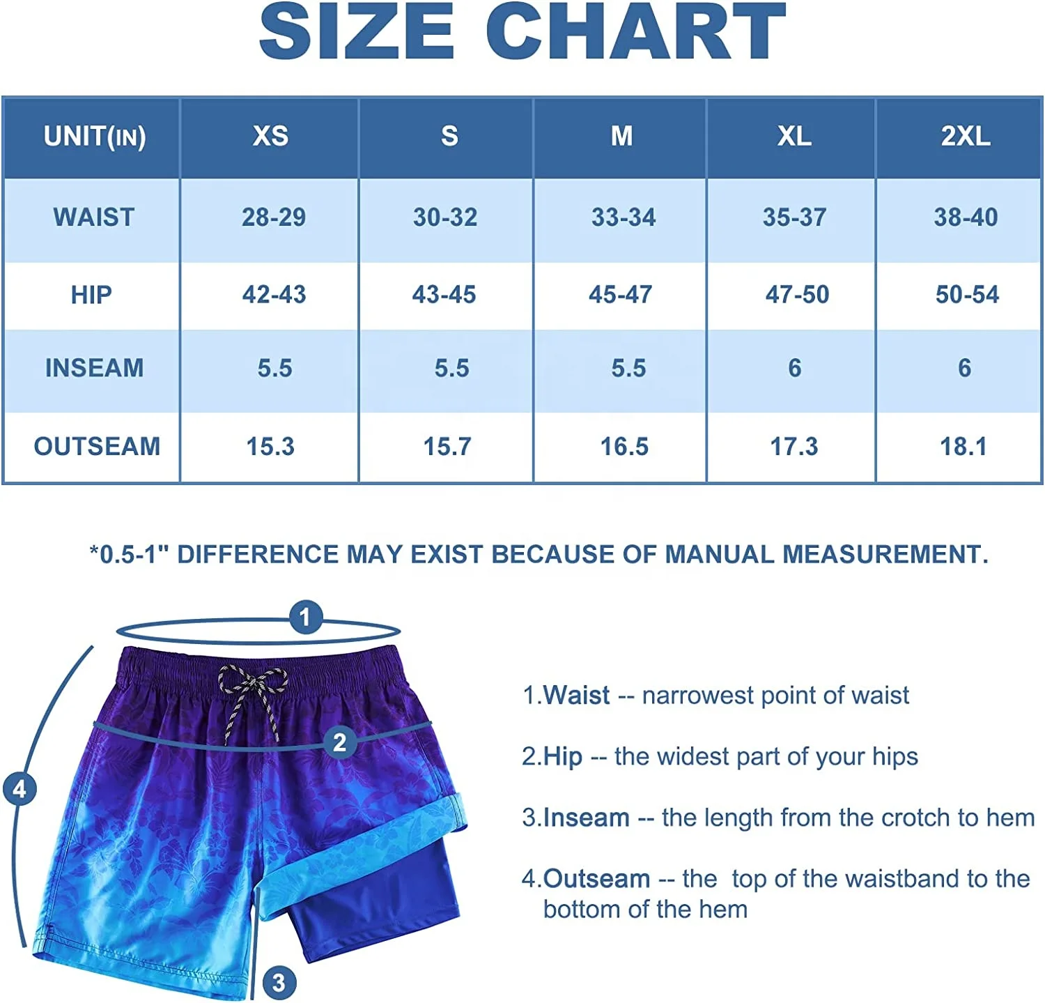 Mens Swim Trunks with Compression Liner Quick Dry Bathing Suit Lightweight Sublimated Swimming Shorts