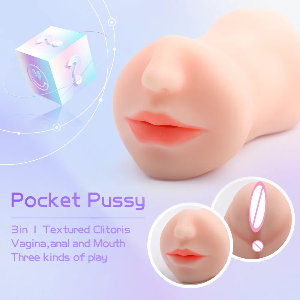 S-HANDE 3 in 1 TPE realistic Vivi male masturbator Pocket Pussy man sex toys Mouth vagina pussy sex toys for men masturbating