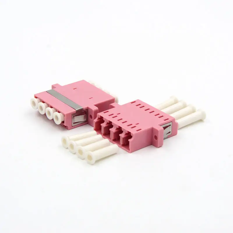 FTTH MultiMode OM4 Adaptor Unflange Optical Fiber Optic Connector Fiber Optic OM4 Quad LC UPC Adapter
