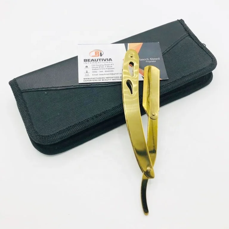 Gold Plasma  Classic Stainless Steel Professional Barber Straight Edge Razor