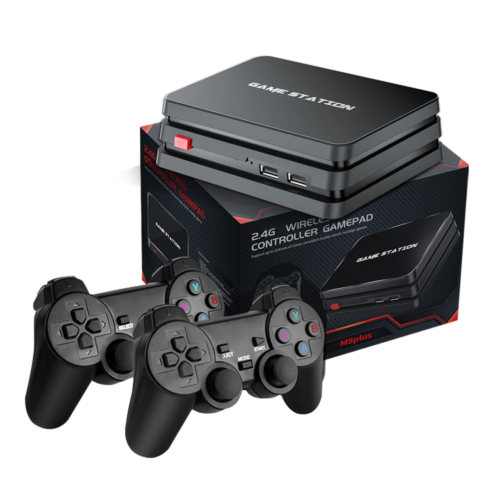 M8 Plus Игровая приставка 64 Гб 2 4g беспроводной контроллер геймпад включая CPS FC GBA GB GBC MD SFC PS1 ATARI симулятор игры всего 10000