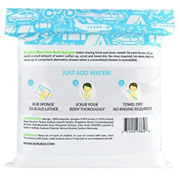 OEM All-in-1 Single Use Shower Wipes Sponge Rinse Free Bed Bath Wipes Simply Dampen Lather and Dry Without Shampoo Or Rinse
