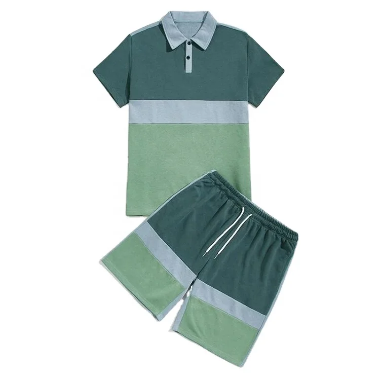 Custom cotton design summer shorts and shirt set men short set men 2 piece sets