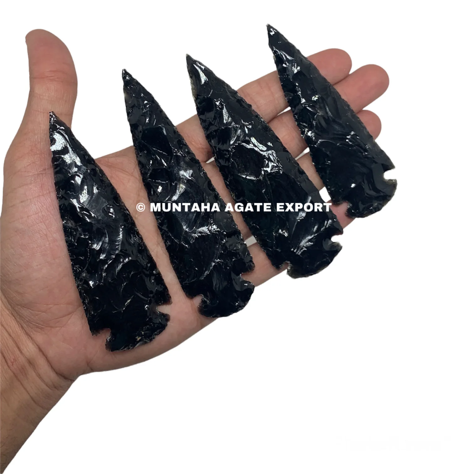 BLACK OBSIDIAN 2 - 2.25 INCH ARROWHEAD BUY AGATE ARROWHEAD WHOLESALE OBSIDIAN ARROWHEAD FROM MUNTAHA AGATE