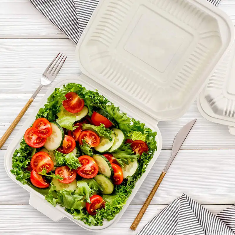 Customized Size Compostable Food Container Disposable Eco Friendly Corn Starch Burger Box for Takeout