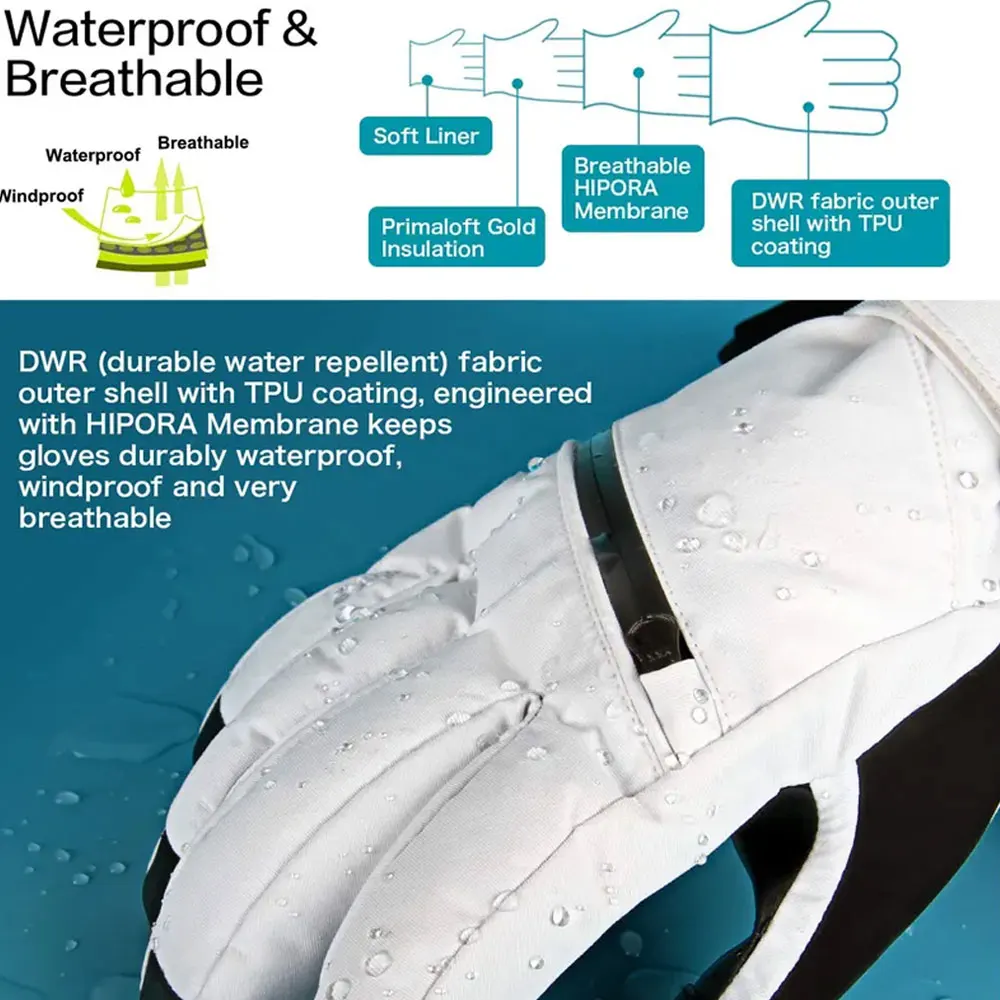 Wholesale Hot Sale New Design Customized Printed Logo Waterproof Breathable Winter Snow Ski Gloves & Mittens