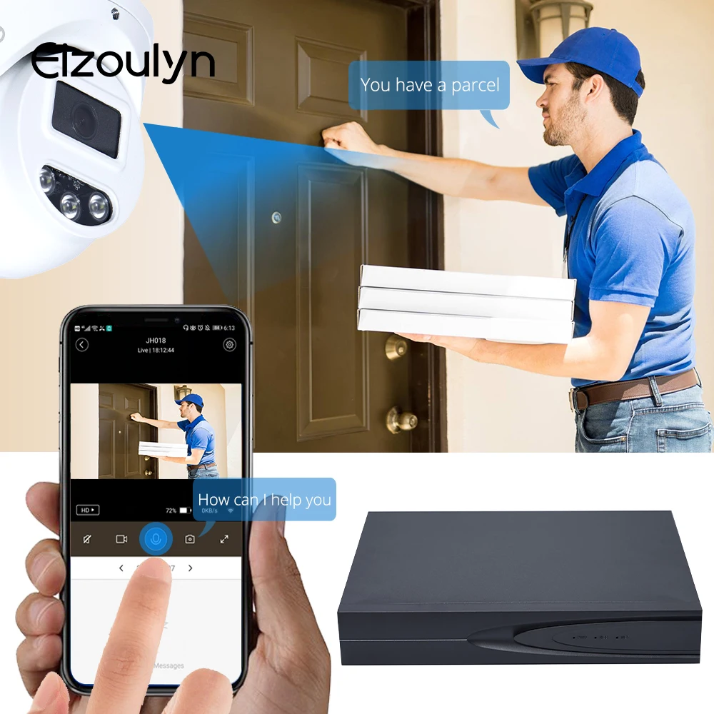 Eizoulyn CCTV Outdoor Surveillance Systems Professional Waterproof 4mp HD Video Starlight PoE IP Camera