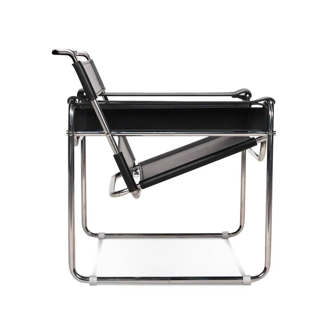 Bauhaus designed armchairs heavy-duty seamless tubular steel frame suspended seats fashionable linear seating for living rooms