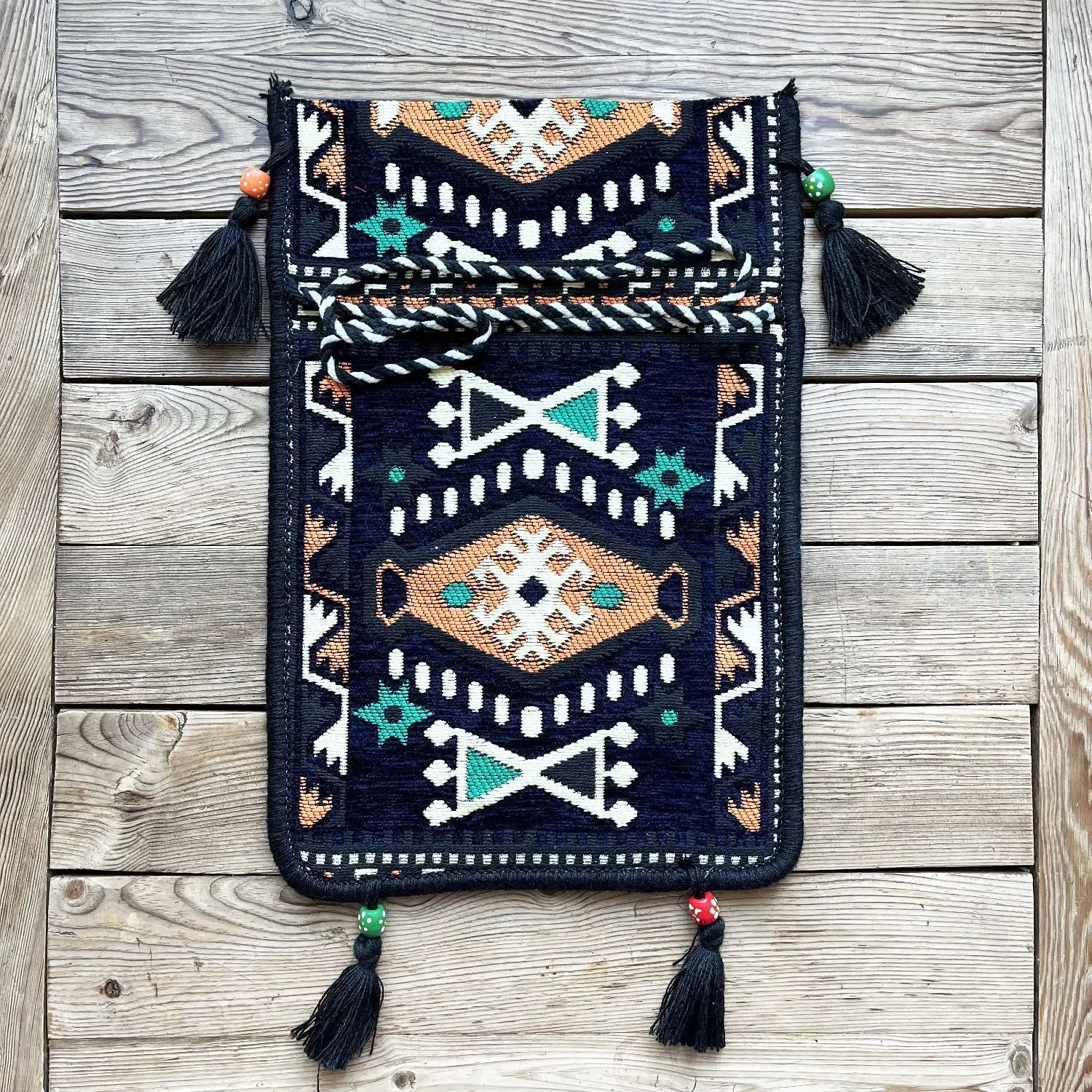 Anatolian Oriental Authentic Patterned Saddlebag  Milas Dark Blue