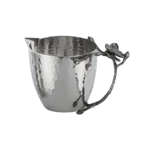 Pomegranate Handle Metal Silverware kitchenware Creamer Milk Pitcher Deluxe Quality Stainless Steel Creamer and Sugar Set