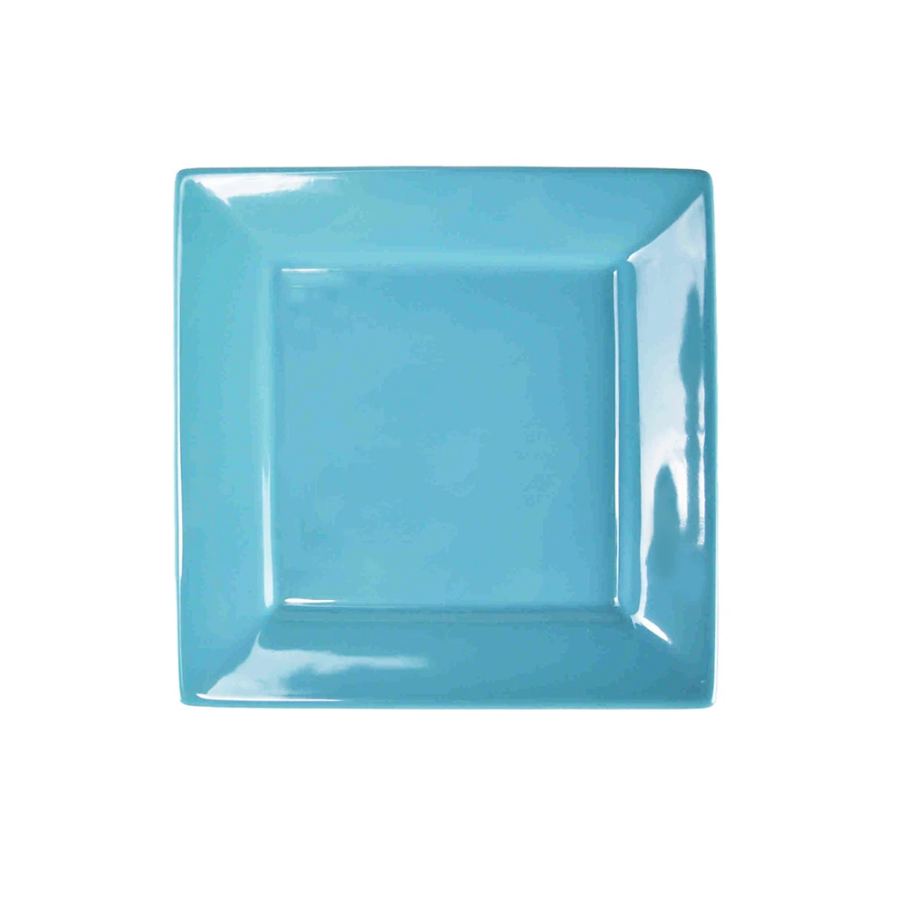 Manufacturer Cyan Square Plate 5 inch Restaurant Used Ceramic Dinner Plate Customization Available