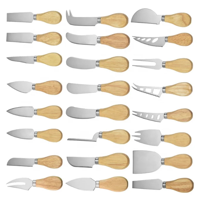 HUAJU cheese tool butter slicer cutter fork shaver spreader with wood handle for Soft Hard Cheeses
